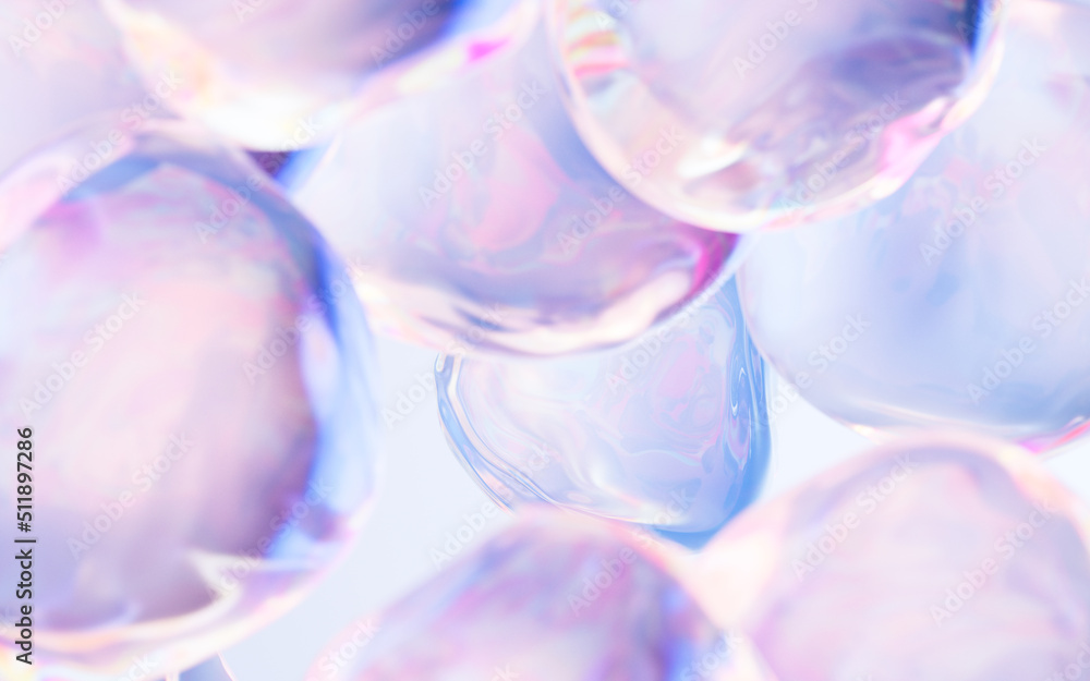 Poster transparent bubble with gradient colors, 3d rendering.