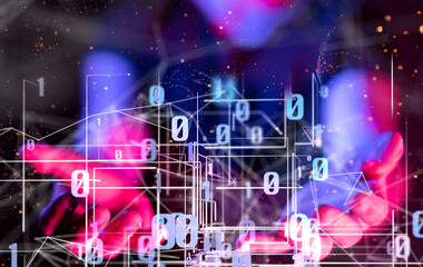Global network. Blockchain. 3D illustration. Neural networks and artificial intelligence. Abstract