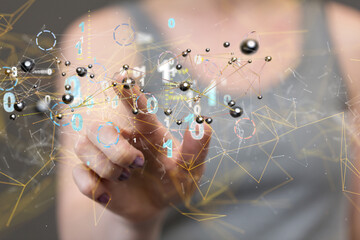 Abstract technology group and data 3d