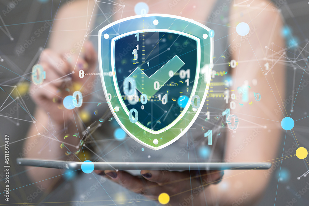 Aufkleber Security Shield concept, data protection. Shield with dots and lines connectio