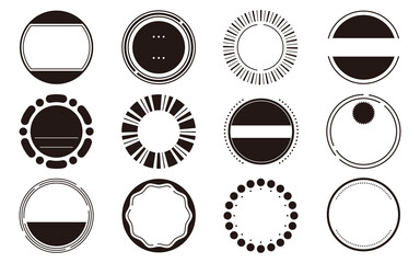 12種類の円形フレームセット　黒