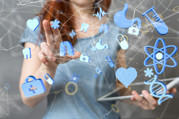  Ui icon medical in hospital with medical technology network concept