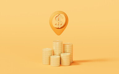 Money mark with cartoon style, 3d rendering.