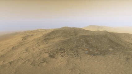 landscape on planet Mars, scenic desert scene on the red planet
