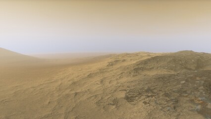 landscape on planet Mars, scenic desert scene on the red planet
