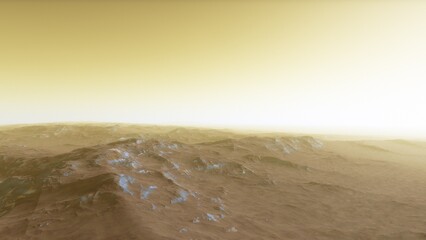 landscape on planet Mars, scenic desert scene on the red planet
