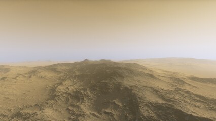 landscape on planet Mars, scenic desert scene on the red planet
