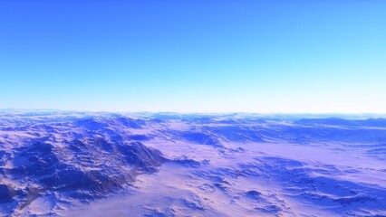 Mars like red planet, with arid landscape, rocky hills and mountains, for space exploration and science fiction backgrounds.
