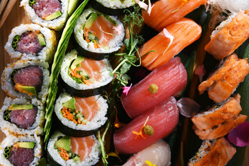 Composition with a variety of sushi rolls