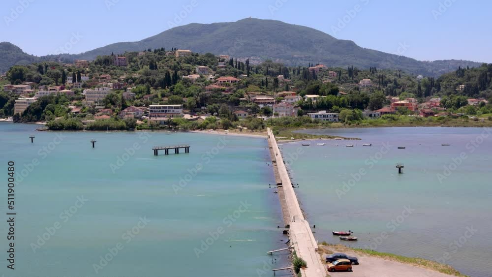 Canvas Prints Kanoni Bridge in Kanoni area, Corfu City, Corfu Island in Greece, 4k video