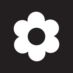 Fototapeta na wymiar eps10 white vector flower solid icon or logo in simple flat trendy modern style isolated on black background