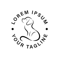 Elegant line style dog icon for pet shop, grooming, hotel and exhibition