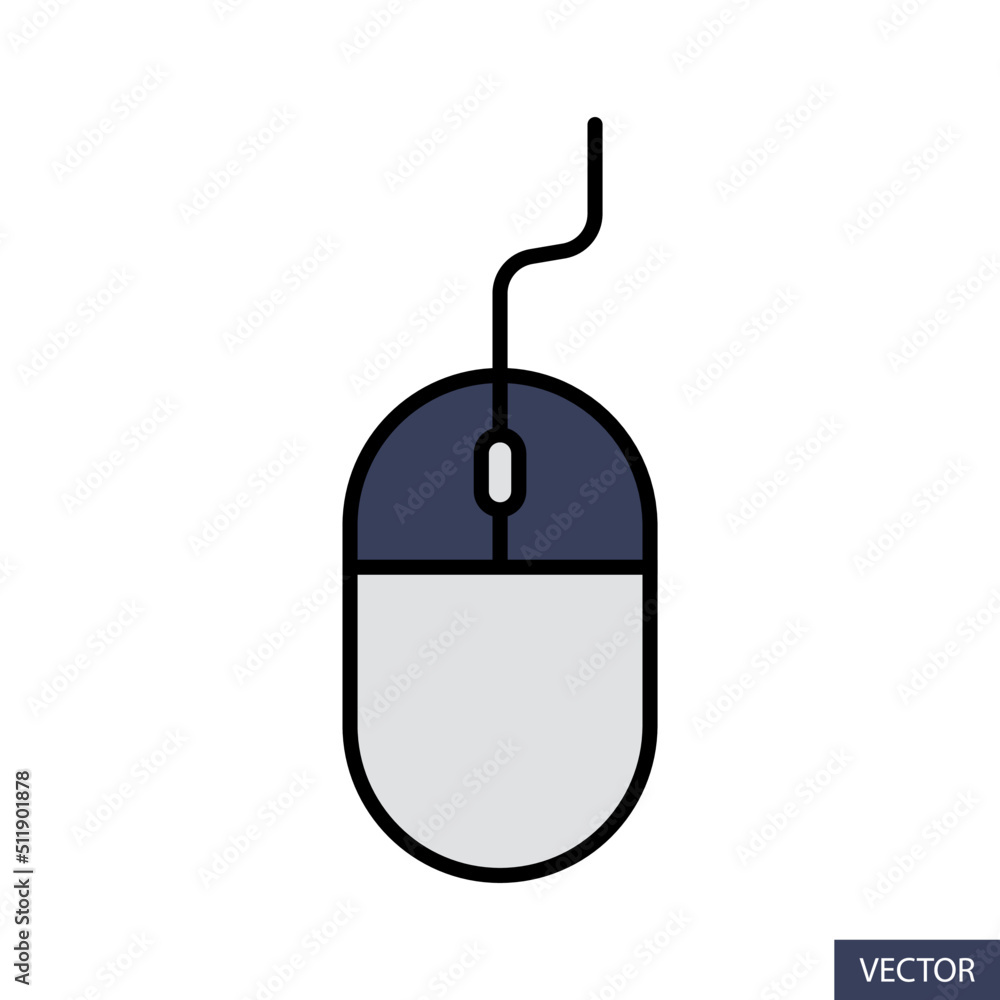 Poster computer mouse vector icon in flat style design for website design, app, ui, isolated on white backg