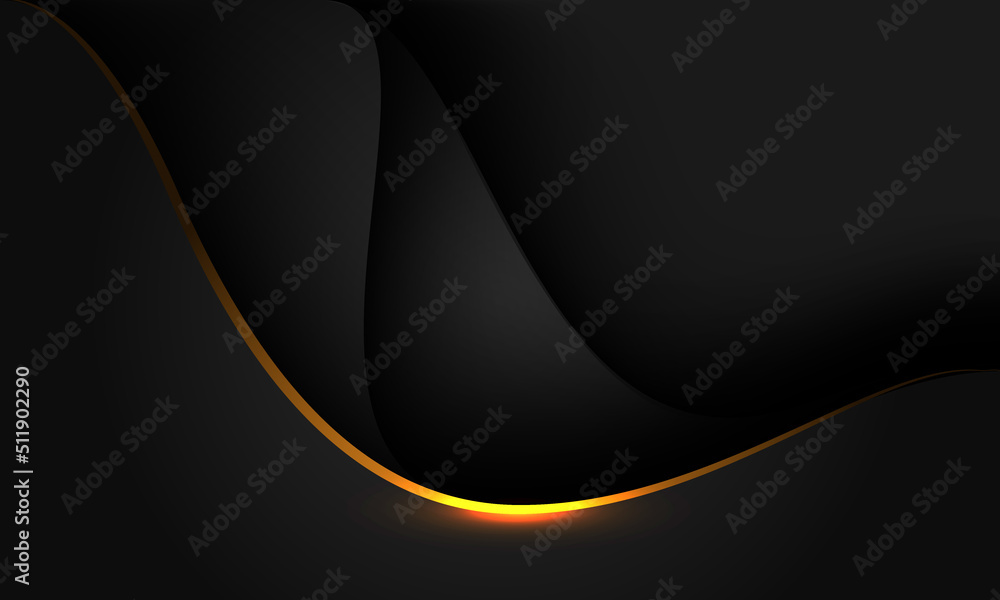Poster abstract gold black shadow curve overlap on grey metallic design modern futuristic background vector
