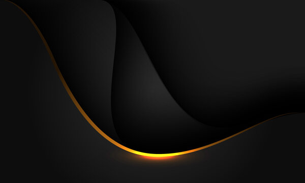 Abstract Gold Black Shadow Curve Overlap On Grey Metallic Design Modern Futuristic Background Vector