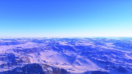 Fototapeta premium Mars like red planet, with arid landscape, rocky hills and mountains, for space exploration and science fiction backgrounds. 