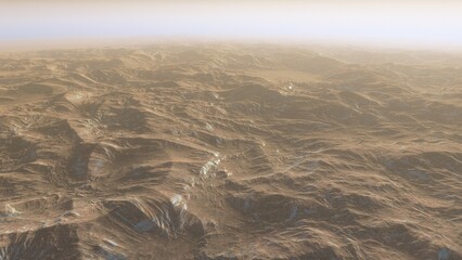 landscape on planet Mars, scenic desert scene on the red planet
