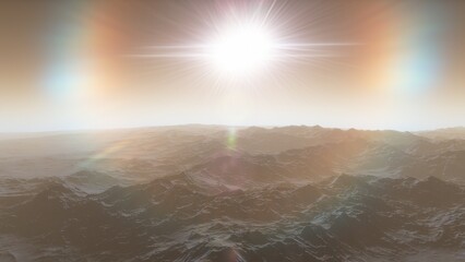 landscape on planet Mars, scenic desert scene on the red planet
