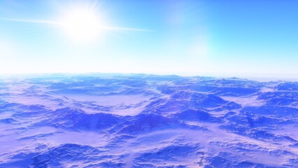 landscape on planet Mars, scenic desert scene on the red planet
