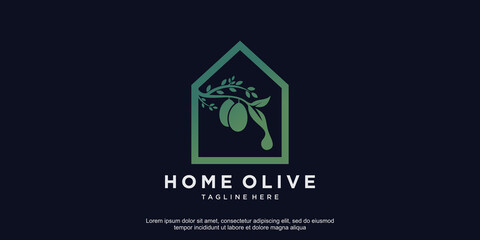 Olive logo design vector with creative abstract concept Premium Vector