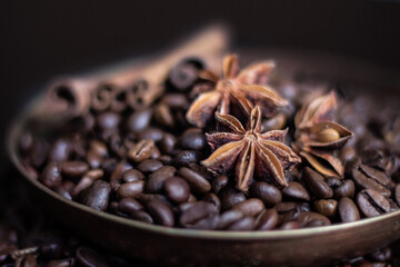 coffee beans and cinnamon