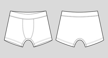 Men underpants. Technical sketch children's boxer shorts underwear