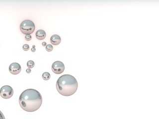 Pink and grey 3d spheres with reflection effect on the white background. 3d illustration