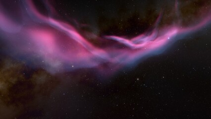 colorful space background with stars, nebula gas cloud in deep outer space, science fiction illustrarion 3d render