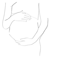 Pregnant Continuous Line Drawing. Single Line Drawing 