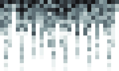 Fading pixel pattern background. Black and white pixel background. Vector illustration.