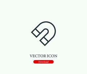 Magnet vector icon. Editable stroke. Symbol in Line Art Style for Design, Presentation, Website or Mobile Apps Elements, Logo.  Magnet symbol illustration. Pixel vector graphics - Vector