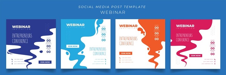 Set of social media post template with multicolored flat smoke design in white background design