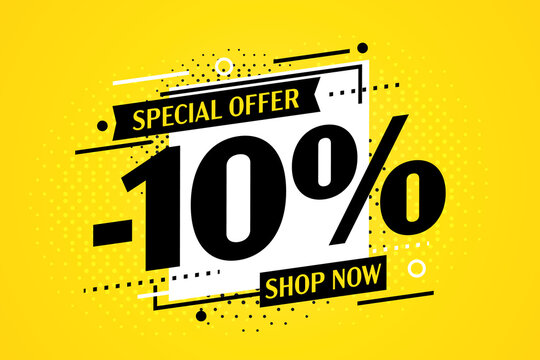 Minus 10 percent off special offer discount banner