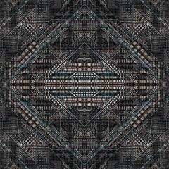 Abstract geometric background with fabric texture. Complex geometric pattern.