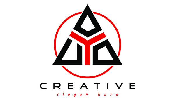 UOO three letter creative triangle shape in circle logo design vector template. typography logo | Letter mark logo | initial logo | wordmark logo | minimalist logo | gaming logo | emblem logo