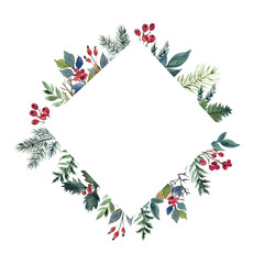 Watercolor floral frame. greeting card rose garden. Elegant herb banner painting. gardening style element garland. isolated flower wedding. summer watercolor invitation floral botanical