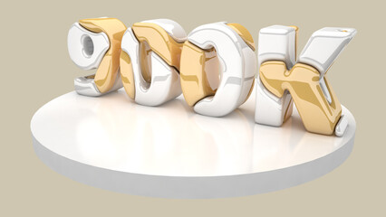 3D Banner with 200k Followers. Thank you for subscribe. Yellow and white text. 3d rendering