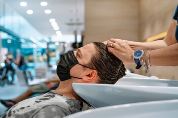Man at hair salon