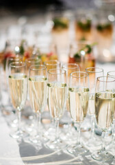 champagne and lemonade on the catering table