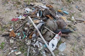garbage in the beach.global warming
