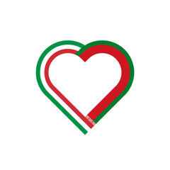 unity concept. heart ribbon icon of italy and belarus flags. vector illustration isolated on white background