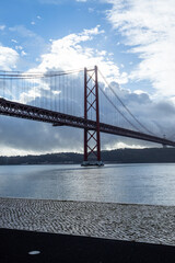 25th of April bridge on a cloudy day