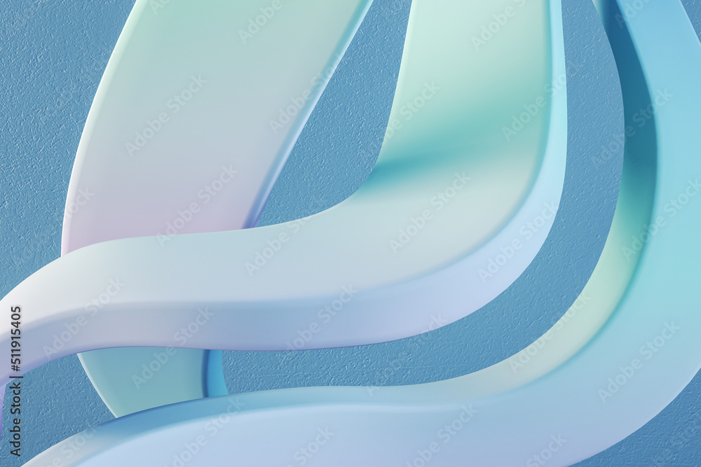 Fototapete abstract blue lines and curves background. design and landing page concept. 3d rendering.