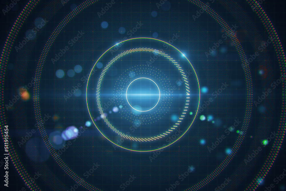 Aufkleber abstract blurry dark lens or round interface wallpaper with grid and blurry bokeh circles. space, sc