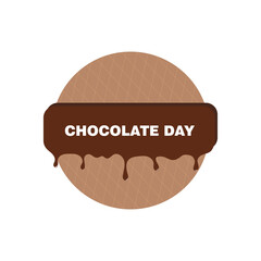 Hand drawn illustration. Lettering Happy chocolate day on a waffle background. Idea for poster, postcard.
