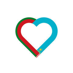 unity concept. heart ribbon icon of belarus and kazakhstan flags. vector illustration isolated on white background