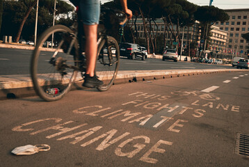 Fototapeta premium person riding a bicycle