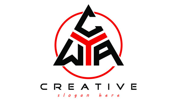 WCA three letter creative triangle shape in circle logo design vector template. typography logo | Letter mark logo | initial logo | wordmark logo | minimalist logo | gaming logo | emblem logo