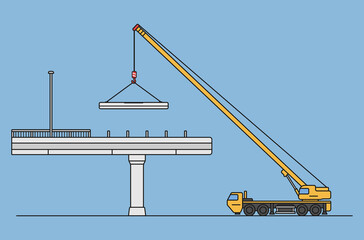 concrete bridge construction vector illustration