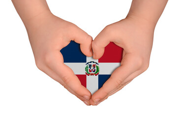 Kid's hands in heart- form. National peace concept on white background.